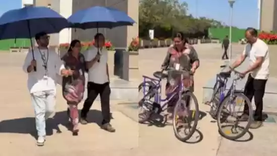 Infosys employee takes parents on tour of office campus