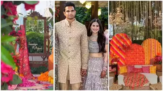 Inside Arjun Tendulkar and Saaniya Chandhok’s colourful Punjabi theme mehendi