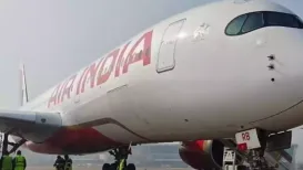 India's aviation watchdog has launched an investigation after an Air India plane's engine sucked in a cargo container while taxiing at the Delhi airport