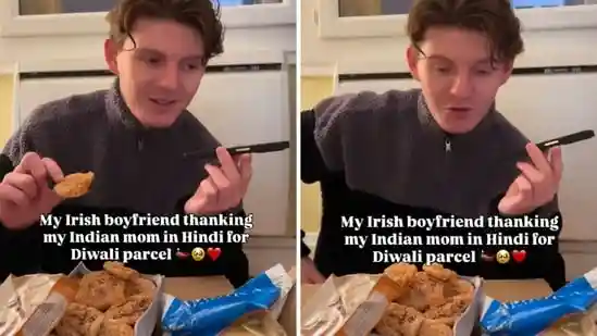 Irish man tries to speak Hindi to thank India girlfriend's mom for Diwali gift