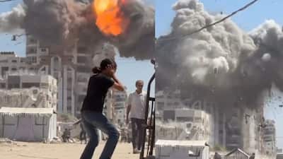 Israeli airstrikes struck a multi-storey building in Gaza City on Sunday, footage from the scene showed, as the Israel Defence Forces (IDF) intensified attacks on northern Gaza. Thick plumes of smoke were seen rising from the targeted structure as emergency workers and residents scrambled for safety.