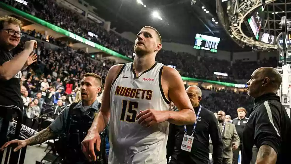 Nikola Jokic was ejected after an altercation with Jaden McDaniels as the Minnesota Timberwolves beat the Denver Nuggets to move to the brink of victory in the