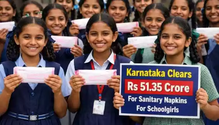 The Karnataka government approved ₹51.35 crore to supply sanitary napkins to schoolgirls, aiming to improve menstrual hygiene and reduce absenteeism