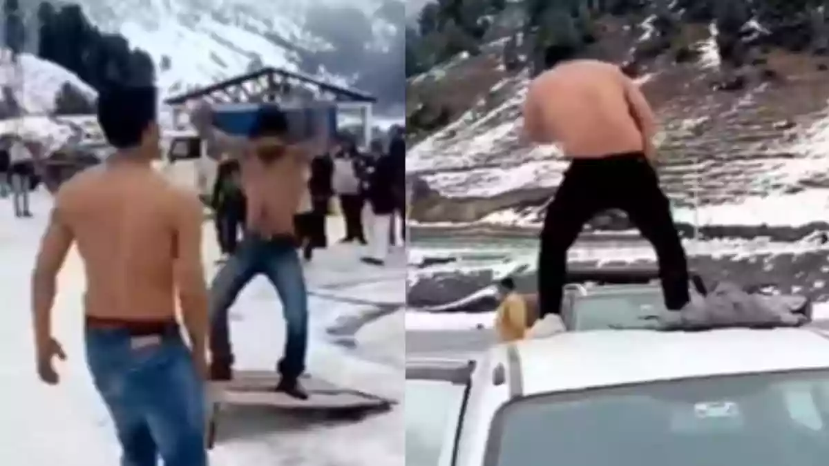 A viral clip from snow-covered Kashmir has once again thrown tourist behaviour into sharp focus. The video shows a group of men, some half-naked