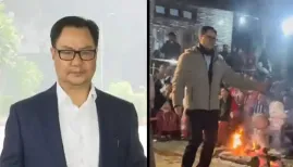 Union Minister Kiren Rijiju immersed himself in the vibrant AKA Miji cultural evening during the last day of the Sarok Festival Golden Jubilee in Bana