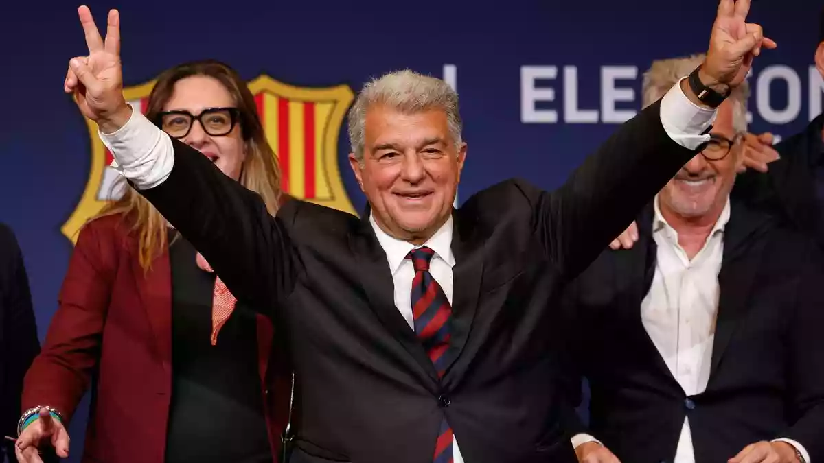 Joan Laporta was reelected as the president of FC Barcelona for another five years after winning a leadership vote among members of the Spanish soccer