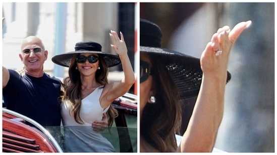 Lauren Sanchez, with Jeff Bezos, was seen exiting the Aman hotel in Venice after her wedding festivities concluded, flashing her massive diamond ring. Jeff Bezos and Lauren Sanchez tied the knot during a three-day wedding celebration in Venice, Italy. One of the key elements from the extravagant affair has left the internet swooning: Lauren's massive wedding engagement ring. While leaving the Aman Venice hotel with the Amazon founder, Lauren flaunted the rings. Here's everything you need to know about the blinding accessory.