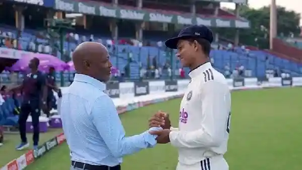Legendary Brian Lara made a humble request to Yashasvi Jaiswal after the Indian opener smacked the West Indies bowlers all around the park at the Arun Jaitley Stadium in New Delhi in the ongoing second Test. The 23-year-old was in full flow on the opening day of the Test, clobbering 22 fours for his 173 not out to set the tone for the home team.Legendary Brian Lara made a humble request to Yashasvi Jaiswal after the Indian opener smacked the West Indies bowlers all around the park at the Arun Jaitley Stadium in New Delhi in the ongoing second Test. The 23-year-old was in full flow on the opening day of the Test, clobbering 22 fours for his 173 not out to set the tone for the home team.Jaiswal missed on a well-deserved double ton after he was run out on Day 2, adding just two runs to his overnight total. In a video shared by BCCI, Jaiswal was getting ready for an interview when Lara, who is in National Capital these days, came out to meet the Indian youngster. The former West Indies captain congratulated the Jaiswal and made a special request.