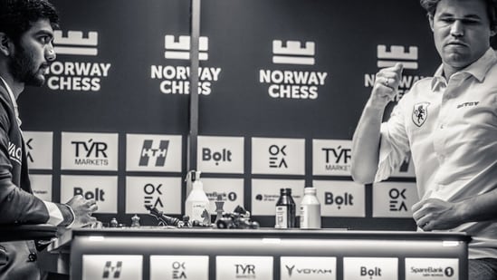 Magnus Carlsen slammed the table in frustration as he lost to D Gukesh on Sunday. D Gukesh scripted a stunning revenge win against Magnus Carlsen, staging a comeback from a losing position in the end game in their Round 6 pairing at Norway Chess 2025. A huge blunder from Carlsen in the end game saw Gukesh take advantage and the pair were also caught in a time scramble. The defeat also saw Carlsen slam the table in anger, and then he shook Gukesh’s hands. The Norwegian also patted the Indian GM’s back, while leaving the venue. The match lasted 62 moves and over fours.