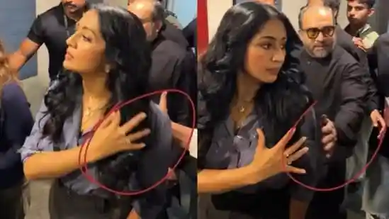 Malayalam actors Navya Nair and Soubin Shahir recently promoted their film Paathirathri at the HiLITE Mall in Kozhikode. A video that has now surfaced online shows Navya being touched by a man without her consent as she passes by, and Soubin having to intervene. Here's what happened.Malayalam actors Navya Nair and Soubin Shahir recently promoted their film Paathirathri at the HiLITE Mall in Kozhikode. A video that has now surfaced online shows Navya being touched by a man without her consent as she passes by, and Soubin having to intervene. Here's what happened.In a video posted by an Instagram page, Navya can be seen walking through a crowd at the mall with security trying their best to keep people off bay. However, a man can be seen reaching his hand out and touching her back without consent. Navya looked startled for a second before glaring at the man. Soubin, who was walking behind her, put his hand out to shield her as soon as he realised what was happening.A post shared by IndianCinemaGallery (@indiancinemagallery_official)