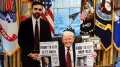New York City Mayor Zohran Mamdani presented U.S. President Donald Trump with a mock newspaper front page during a visit to the White House on Thursday