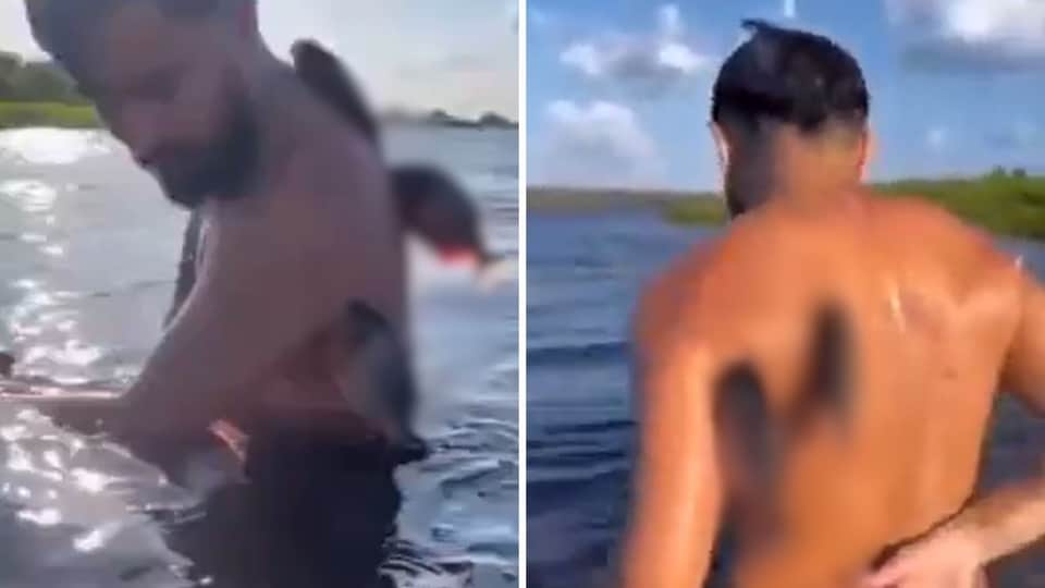<h4>Man claims piranha attack left him missing piece of finger after viral video sparked fake claims</h4><h4>Man defends viral piranha video