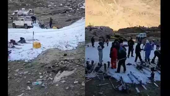 A tourist visiting Manali has alleged that local guides are misleading visitors by offering skiing activities on a tiny, artificially gathered patch of snow