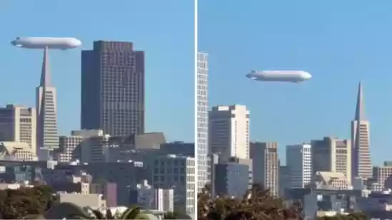 Massive white airship spotted flying over San Francisco