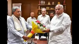 Karnataka chief minister Siddaramaiah and his deputy DK Shivakumar on Thursday had a figurative exchange of “words”on promises and power even as