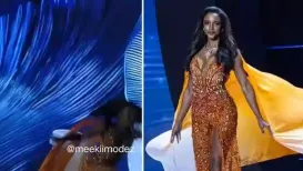 Miss Jamaica Gabrielle Henry is still in the hospital after her dramatic fall from the stage during the preliminary evening gown round in Thailand on November