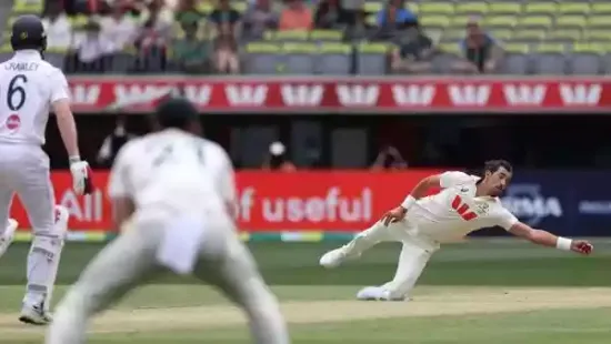 Mitchell Starc defied age to pick a stunning one-hander to dismiss England's Zak Crawley on Day 2 of the first Ashes Test at the Optus Stadium in Perth