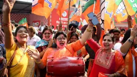 Supporters of Indian Prime Minister Narendra Modi's Bharatiya Janata Party (BJP) are celebrating as his party-led alliance secured a record-breaking win in the