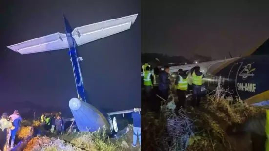 A major accident was averted after a turboprop passenger aircraft of Buddha Air carrying 55 people veered off the runway while landing at an airport in Nepal's