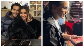 Actor Rajkummar Rao made a cheerful appearance at an event in Mumbai on Sunday, arriving with a box of sweets in hand. The actor distributed them to the