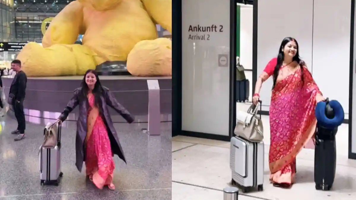 New Dhulhan Travels To Germany In Saree And Sindoor