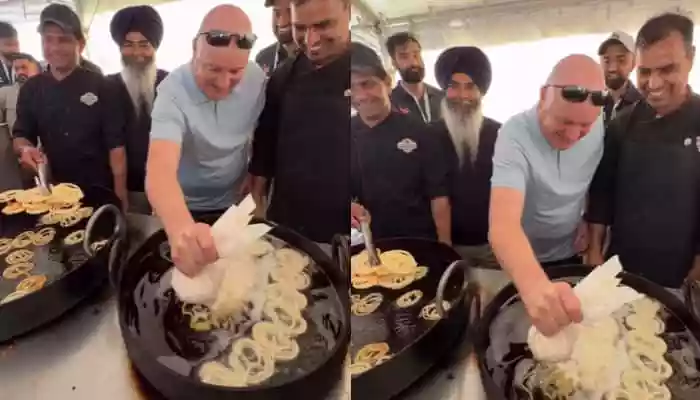 The clip shows PM Luxon piping batter into hot oil while attempting to form the coil shapes that make jalebi. Many users appreciated the effort