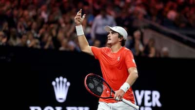 Newcomer Joao Fonseca put Team World's first point on the board with a victory over Europe's Flavio Cobolli in the ongoing edition of the Laver Cup on Saturday. The 19-year-old Brazilian, who won his first ATP title in Buenos Aires this year, registered a 6-4, 6-3 triumph as he clawed back from a couple of games down in the first set and broke twice in the second to claim the victory.