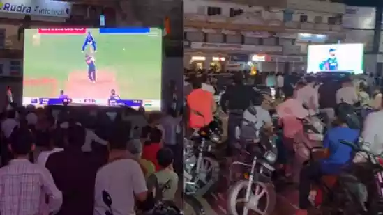 NRI shocked to see India vs NZ playing on giant screen on main road in Gujarat