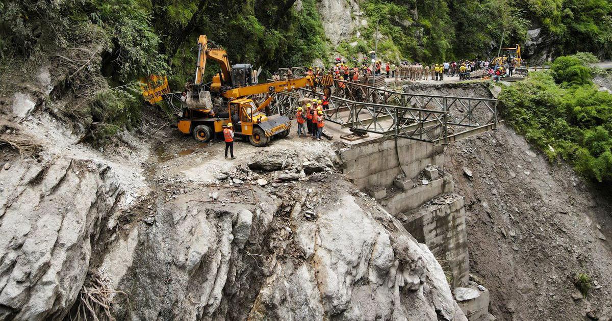 On the afternoon of August 5, a mass of water surged down the Kheer Ganga stream, a tributary of the Bhagirathi, carrying with it boulders, mud and shattered timber. Within seconds, the market settlement of Dharali in Uttarkashi was swept away. A compilation of videos gathered by the local news outlet Baramasa showed the disaster occurring in six distinct waves of water and debris – each successive wave buried more of the town until the market lay smothered beneath mud and rubble estimated at between 40 and 50 feet deep. This depth made recovery and rescue efforts painfully slow.