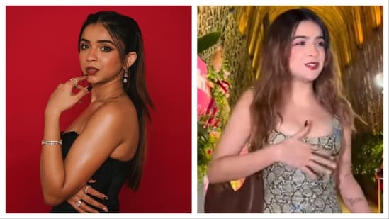 On Wednesday, Apoorva Mukhija was spotted arriving for an event. For the outing, she wore a snakeskin print one-piece. Content creator and actor Apoorva Mukhija had a sassy moment with paparazzi when she requested them not to zoom in on her cleavage while posting videos on social media. Also read: Apoorva Mukhija dubs herself ‘Alia Bhatt from Araam Nagar’ in cheeky post; Internet says ‘not even close’