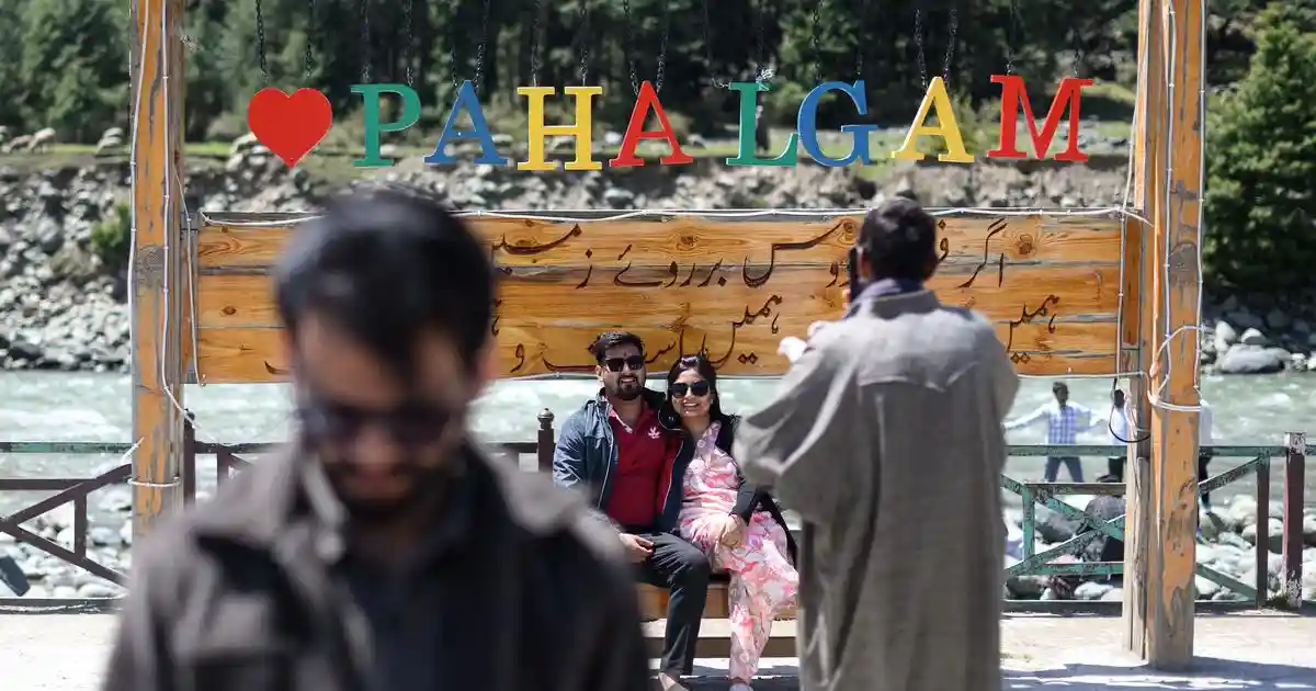 For most tourists heading to the picturesque meadows of Pahalgam in Kashmir, the first stop for many years has been a stone-paved pathway built along the banks
