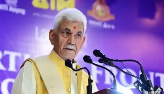 Lieutenant Governor Manoj Sinha outlined Jammu and Kashmir's “4 Ps” vision, Peace, Progress, Prosperity, and People First emphasizing security