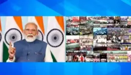 <strong>Prime Minister Narendra Modi addressed young athletes at the Sansad Khel Mahotsav, highlighting India's growing sports ecosystem and saying