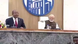 Prime Minister Narendra Modi received a long and rousing welcome as he arrived to address a joint session of the Ethiopian Parliament in Addis Ababa on