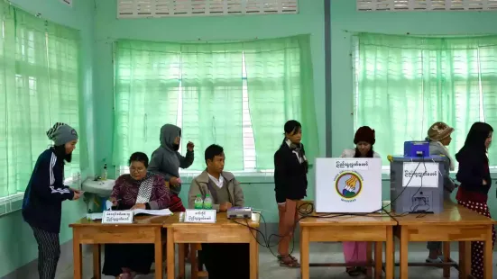 The first of three phases of voting has finished in Myanmar in an election widely dismissed as a 