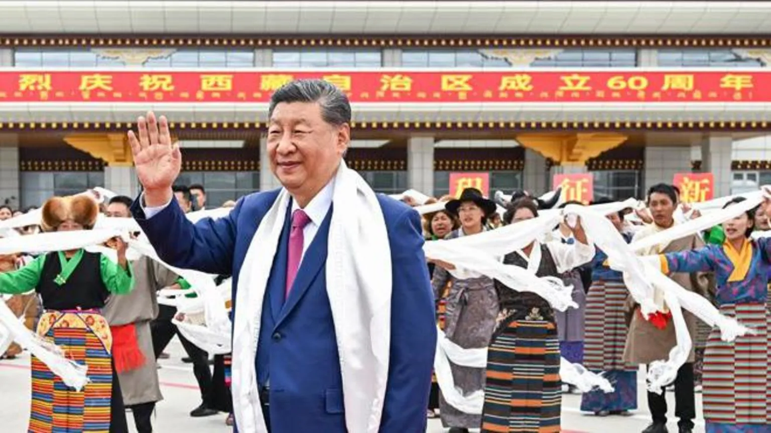 President Xi Jinping urged unity on a surprise visit to Tibet, appearing before 20,000 people to mark 60 years since China created the autonomous region after annexing it. In what is only his second presidential visit to the tightly-controlled region, Xi praised the local government for 