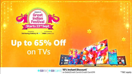 Prime members, your chance to snag a new TV is here! The Amazon Great Indian Festival is live, bringing up to 65% off on top brands like Samsung, LG, Sony, and OnePlus. From sleek 4K smart TVs to OLED marvels or budget-friendly daily-use screens, there's something for every home. Plus, with bank offers, exchange deals, and limited-time discounts, upgrading your living room has never been easier, or more affordable. Don't wait, grab your ideal TV while the sale lasts!