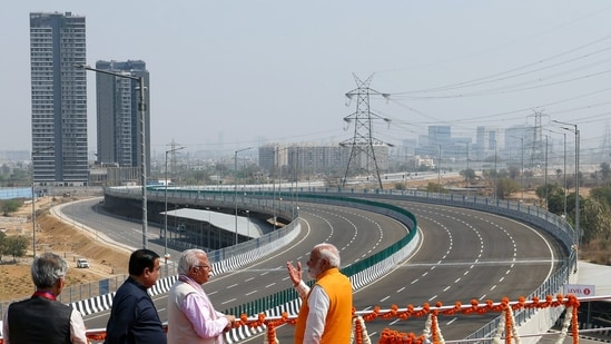 Prime Minister Narendra Modi on Sunday reviewed the Delhi section of the Dwarka Expressway and the Urban Extension Road-II (UER-II) and interacted with the construction workers of both the highways, before inaugurating the projects which are worth a combined cost of nearly ₹11,000 crore.