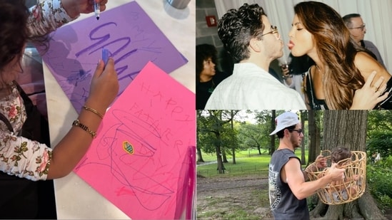 Priyanka Chopra, in her post, said that Nick Jonas “makes our dreams come true every day”. She also called him the “light of our lives”. Actor Priyanka Chopra shared a bunch of pictures, also featuring daughter Malti Marie Chopra Jonas, on Father's Day, as she dedicated a post to her husband-singer Nick Jonas. Taking to Instagram on Monday, Priyanka Chopra also penned a sweet note for Nick. (Also Read | Inside Malti's NY trip with Priyanka Chopra, Nick Jonas: Trying on makeup, feasting on ice cream, playing with friends)