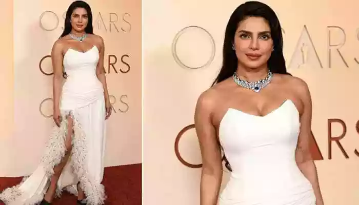Priyanka Chopra stuns in a Dior & Bvlgari strapless white gown