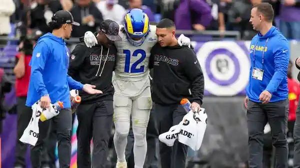 Puka Nacua, the Los Angeles Rams' star wide receiver, went down with a concerning foot injury in the NFL Week 6 game against the Baltimore Ravens. The NFL's leading receiver in catches and yards left the field in visible pain, leaving Rams fans holding their breath. As the team battles for positioning in the NFC West, Nacua's status could shift the game's momentum and the season's trajectory.Puka Nacua, the Los Angeles Rams' star wide receiver, went down with a concerning foot injury in the NFL Week 6 game against the Baltimore Ravens. The NFL's leading receiver in catches and yards left the field in visible pain, leaving Rams fans holding their breath. As the team battles for positioning in the NFC West, Nacua's status could shift the game's momentum and the season's trajectory.<h4>Details about Puka Nacua's injury during the game</h4>The incident unfolded early in the second quarter at M&T Bank Stadium. On a crucial third-down play, quarterback Matthew Stafford targeted Puka Nacua in the end zone with a high pass. Nacua leaped fearlessly, battling Ravens cornerback Marlon Humphrey for the contested catch. He tipped the ball away to prevent an interception, securing a field goal for the Rams, but paid a heavy price on the landing.