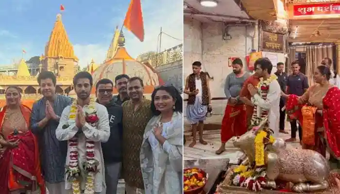 <strong>Rahu Ketu Team At Mahakal Temple: Pulkit Samrat and Varun Sharma, known for their strong camaraderie on and off screen