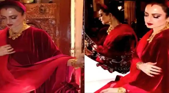 Bollywood icon Rekha once again reminded the fashion world why she remains unmatched in elegance. Celebrating Christmas in a striking Manish Malhotra ensemble