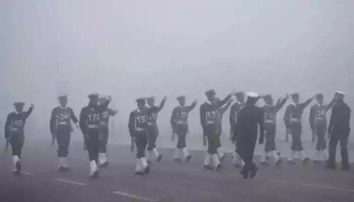 Republic Day Rehearsals Continue At India Gate Amid Dense Fog In Delhi