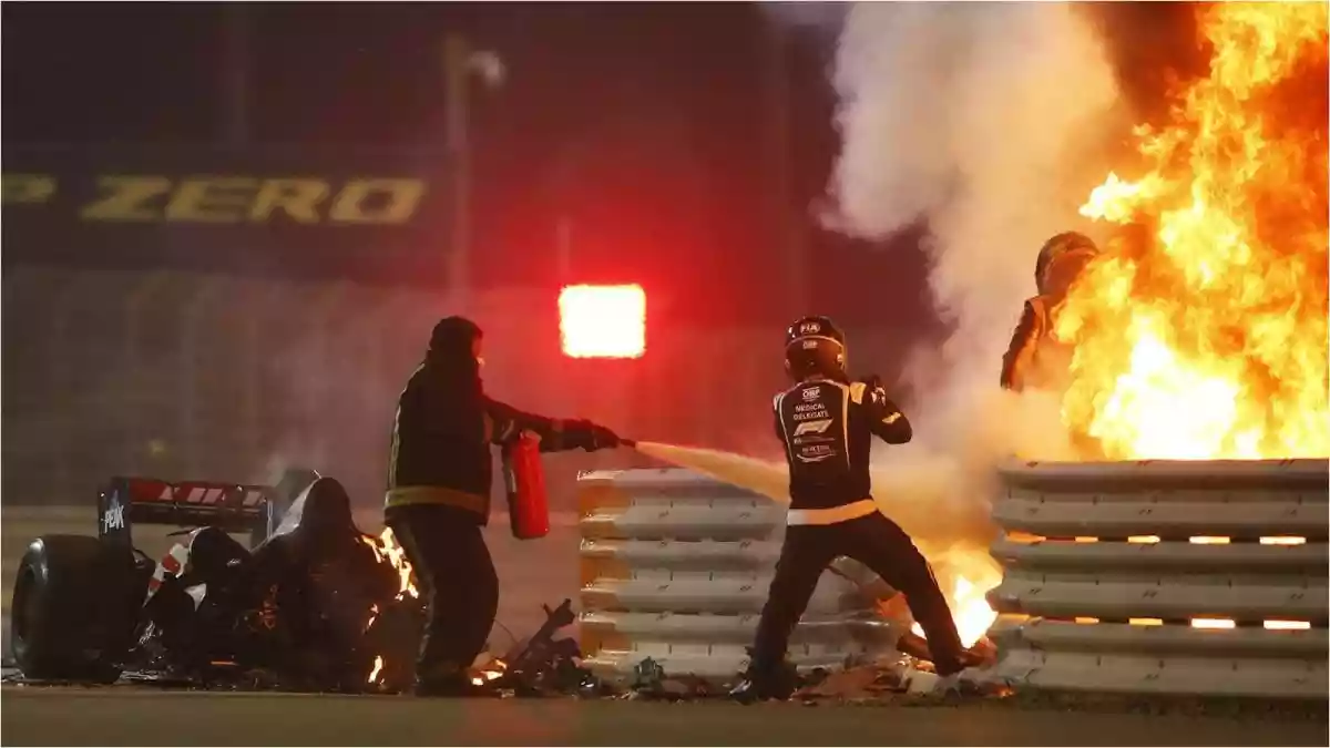 Romain Grosjean Reunites With The Helmet That Saved His Life At Bahrain GP