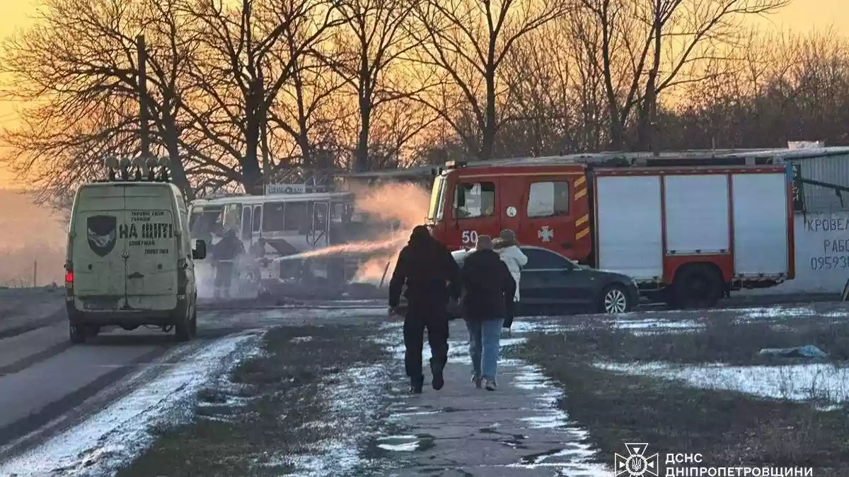 A Russian drone strike on the Ukrainian city of Dnipro hit a bus carrying mineworkers and killed at least a dozen people, Ukrainian authorities said on Sunday
