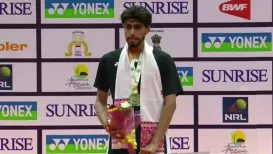 Rajasthan's Sanskar Saraswat secured his first Super 100 title after a hard-fought three-game victory over fellow Indian Mithun Manjunath in the men's singles