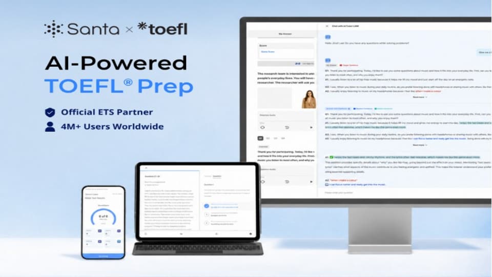 Santa AI TOEFL lunches official app for TOEFL preparation in India
