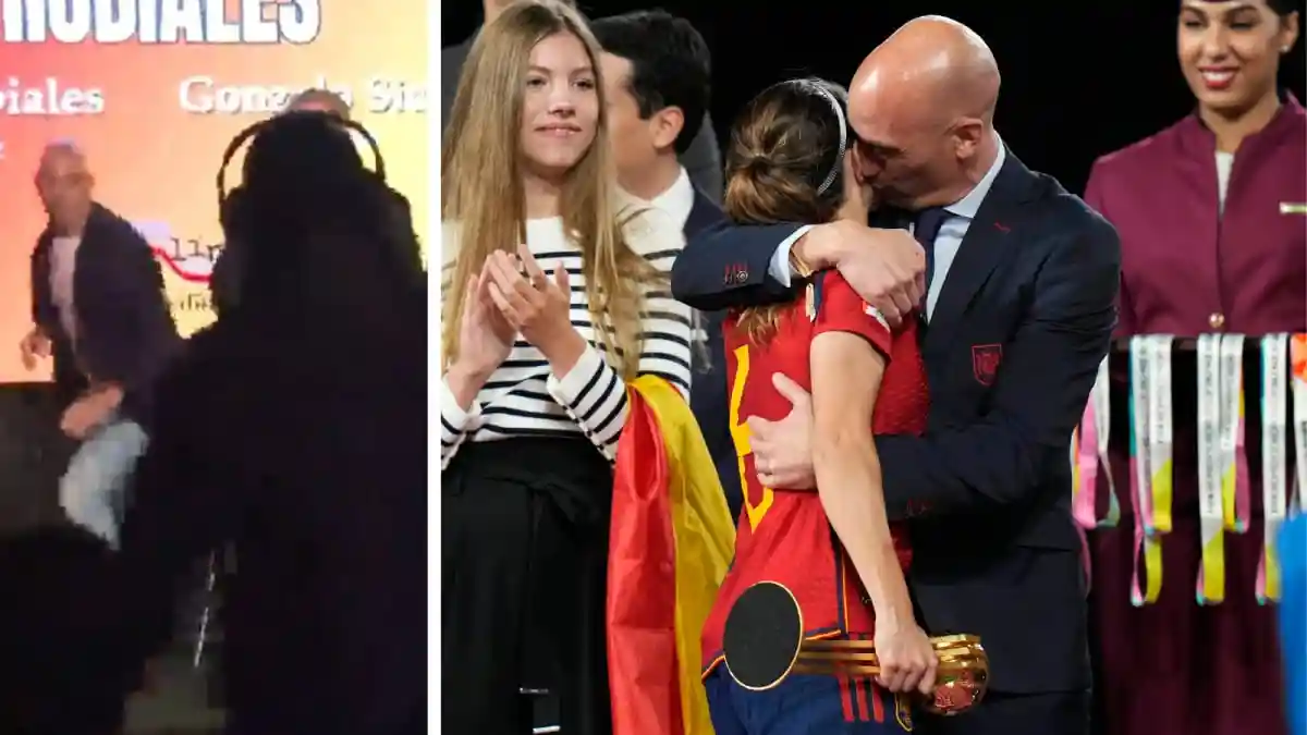 Disgraced former Spanish football federation (RFEF) president Luis Rubiales had eggs thrown at him, reportedly by his uncle, during the presentation of his new