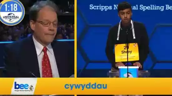 Shrey Parikh tackles ‘cywyddau’ at US spelling bee